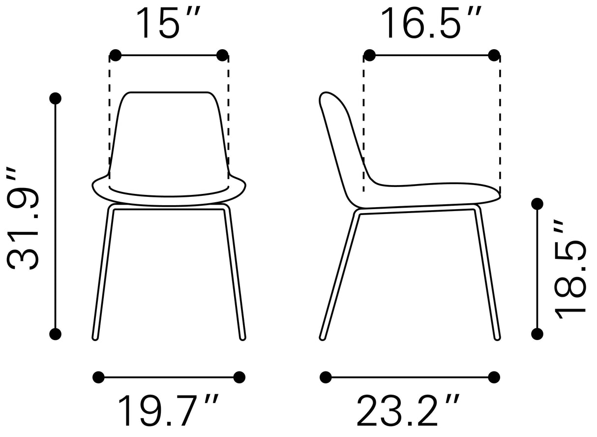 Byron White Dining Chair (Set of 2) by Zuomod at Eve Furniture