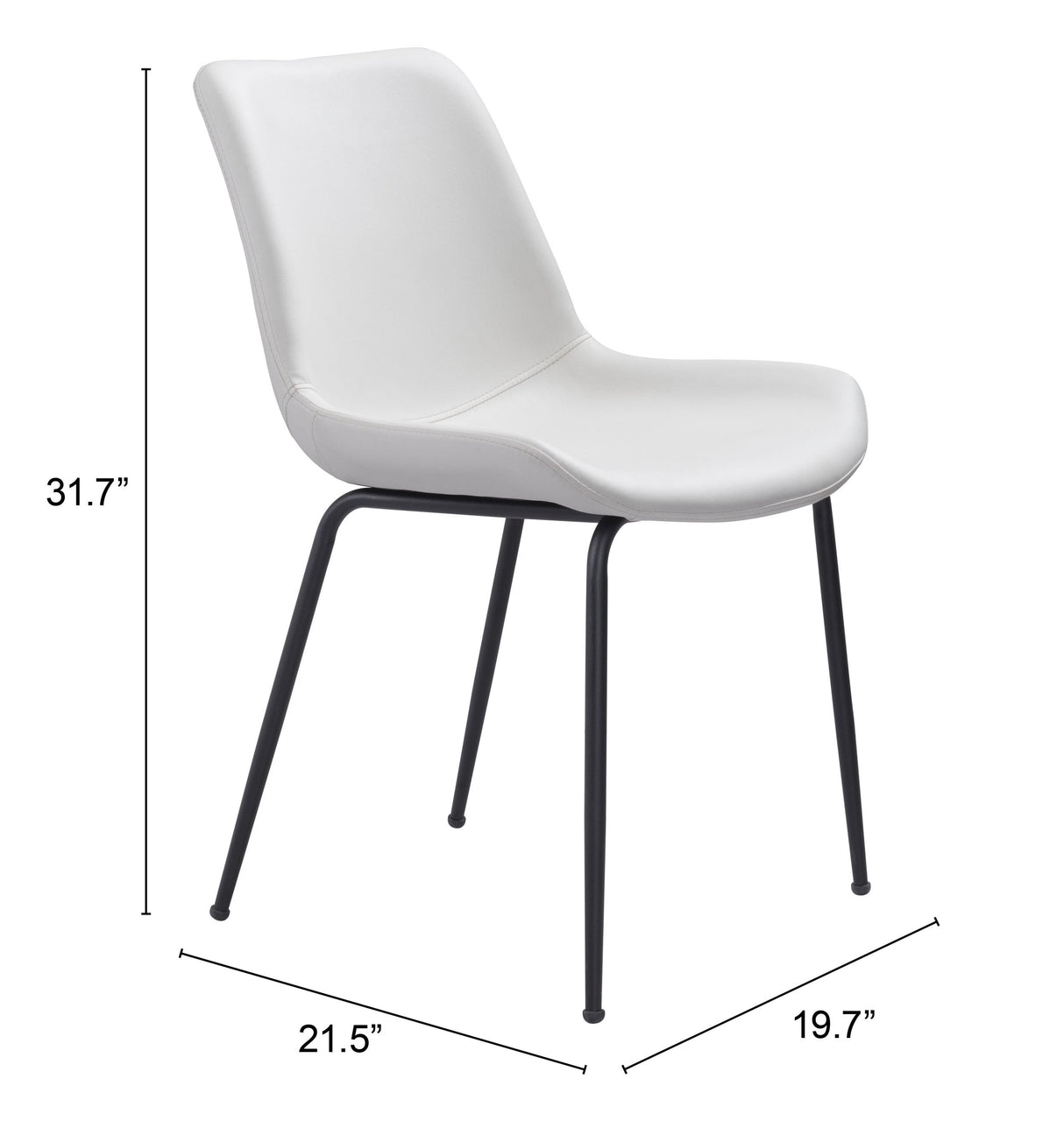 Byron White Dining Chair (Set of 2) by Zuomod at Eve Furniture