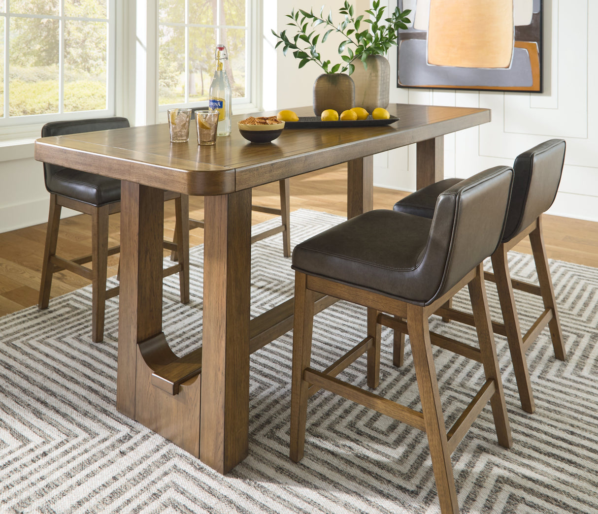 Cabalynn Light Brown Counter Height Dining Table and 4 Barstools by Ashley at Eve Furniture