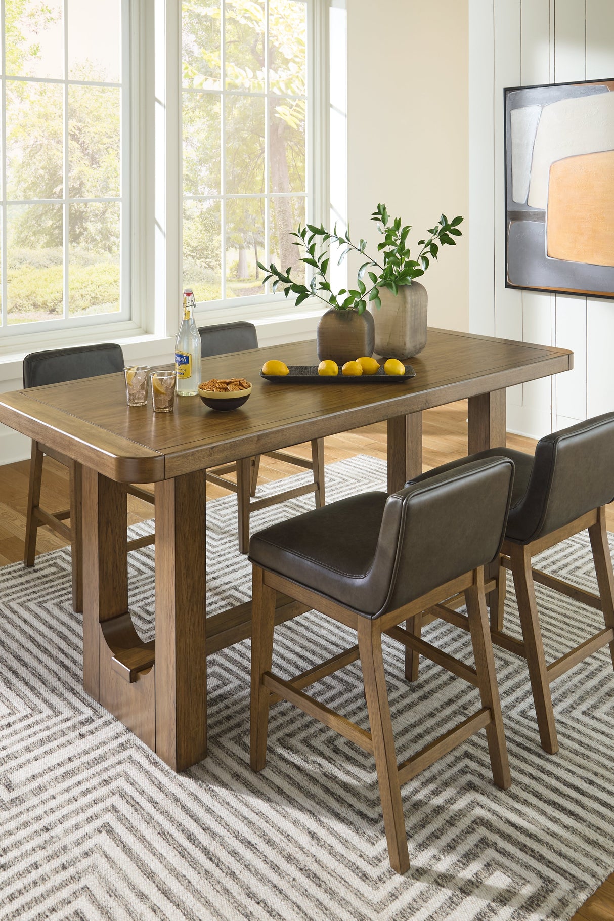 Cabalynn Light Brown Counter Height Dining Table and 4 Barstools by Ashley at Eve Furniture