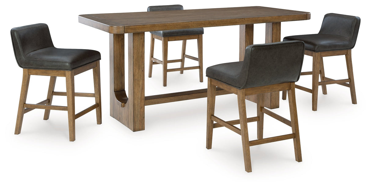 Cabalynn Light Brown Counter Height Dining Table and 4 Barstools by Ashley at Eve Furniture