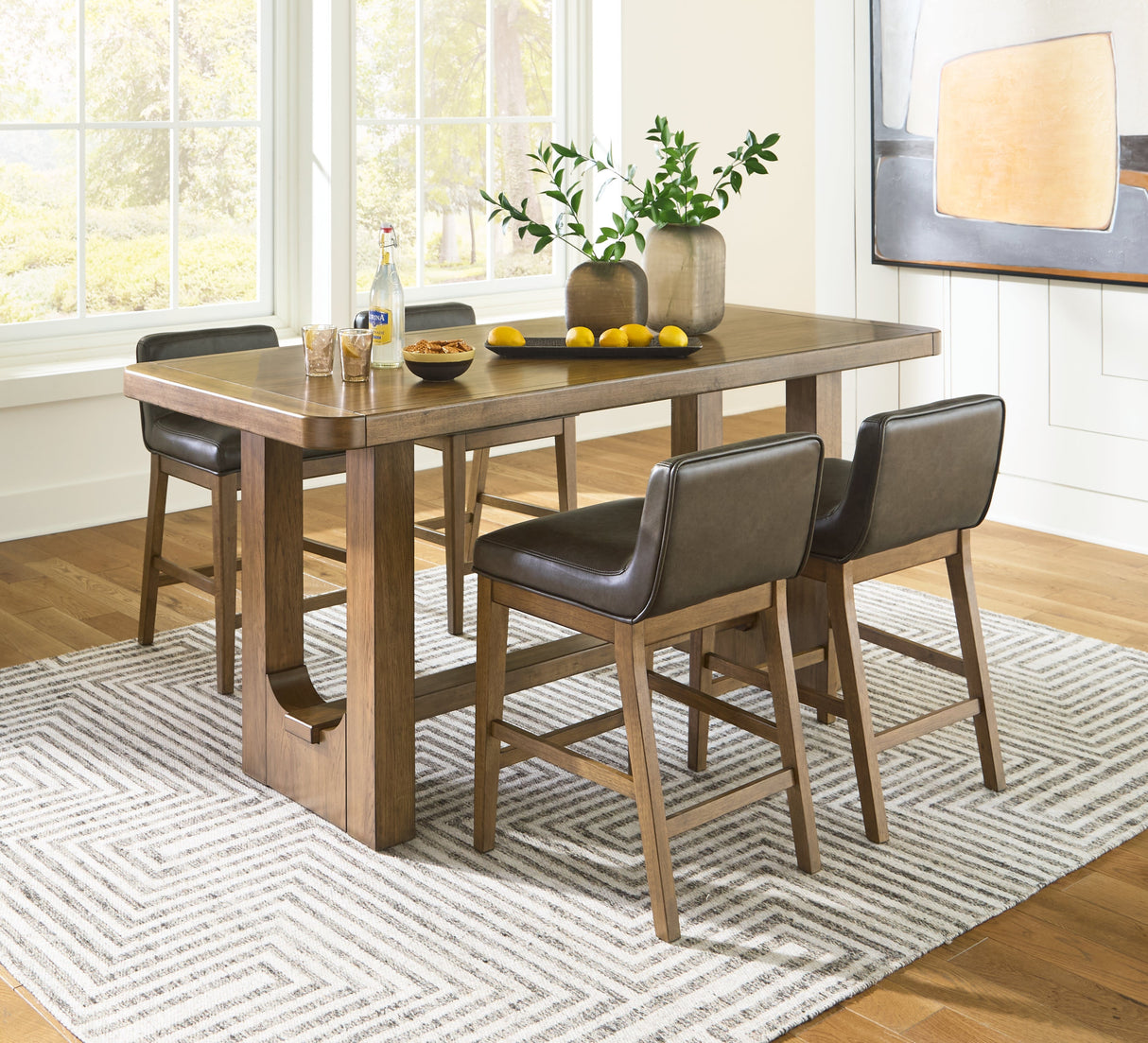 Cabalynn Light Brown Counter Height Dining Table and 4 Barstools by Ashley at Eve Furniture