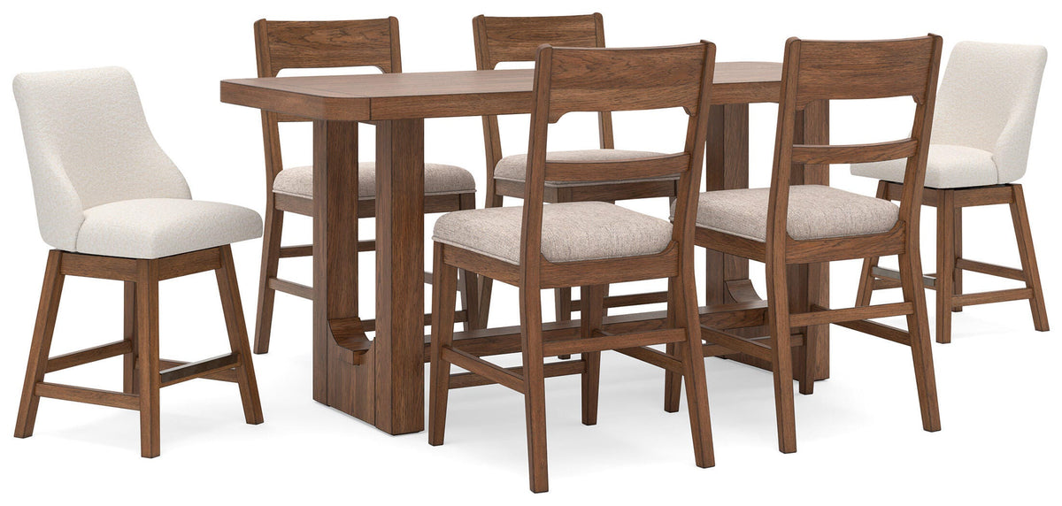 Cabalynn Light Brown 7-Piece Counter Height Dining Set by Ashley at Eve Furniture