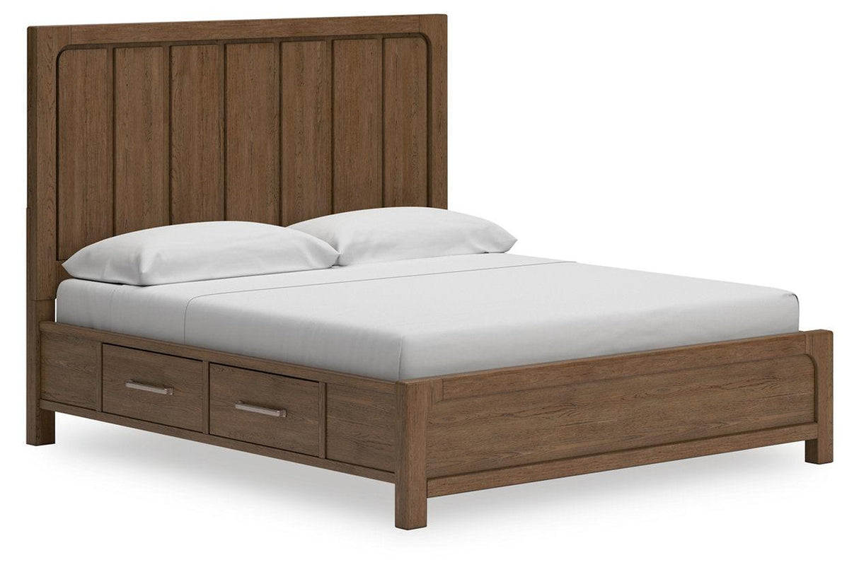 Cabalynn Light Brown California King Panel Bed with Storage by Ashley at Eve Furniture