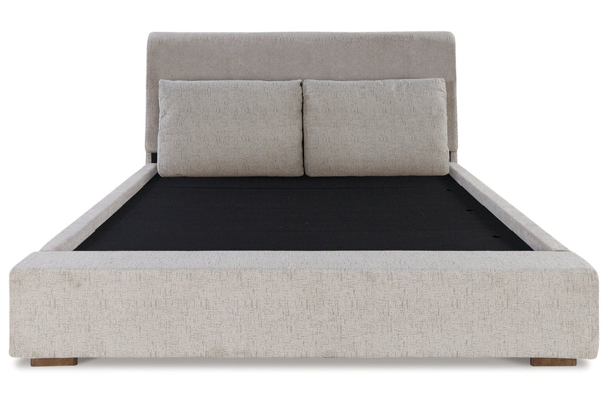 Cabalynn Light Brown California King Upholstered Platform Bed by Ashley at Eve Furniture