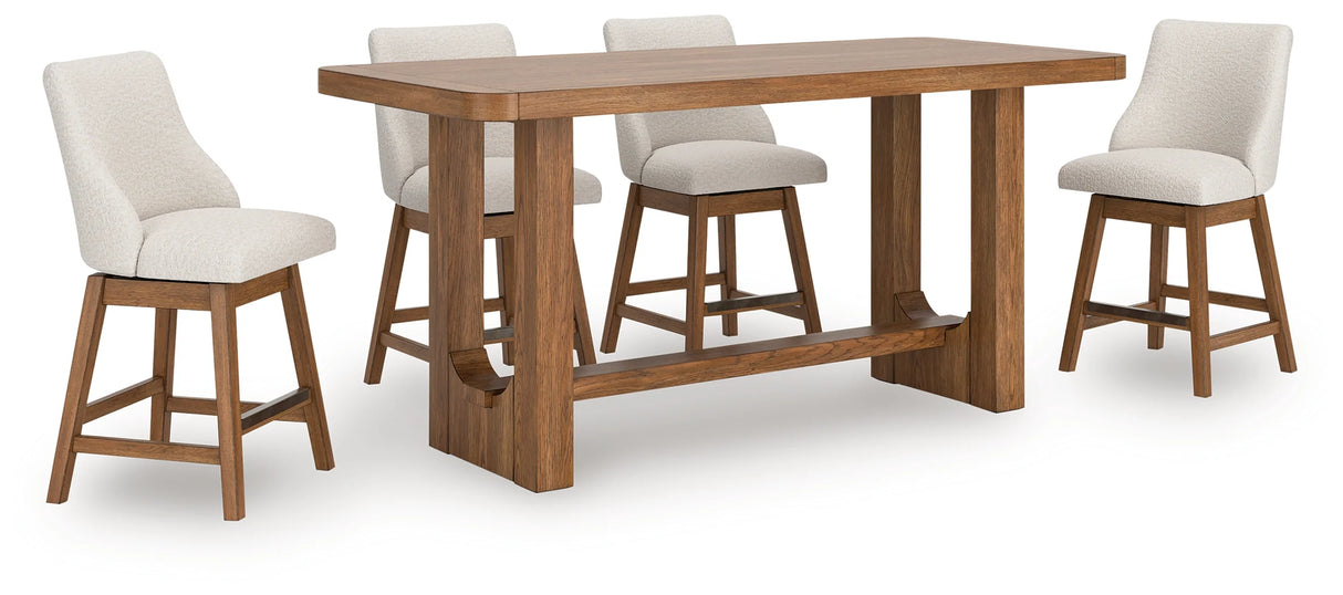 Cabalynn Light Brown Counter Height Dining Table and 4 Barstools by Ashley at Eve Furniture