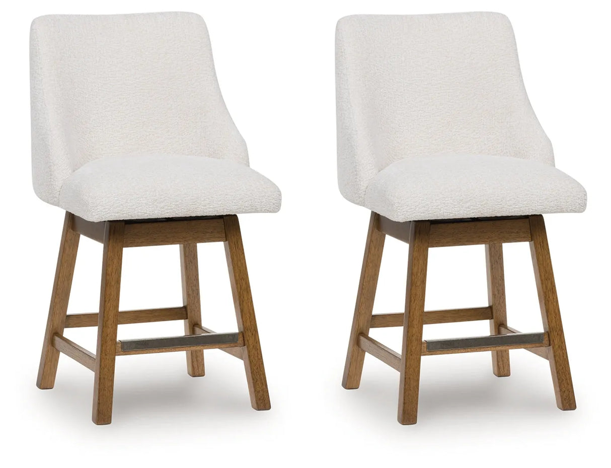 Cabalynn Oatmeal/Light Brown Counter Height Barstool, Set of 2 by Ashley at Eve Furniture