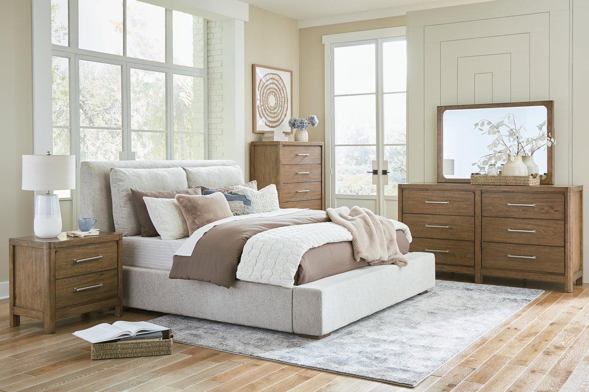 Cabalynn Light Brown Upholstered Panel Bedroom Set by Ashley at Eve Furniture