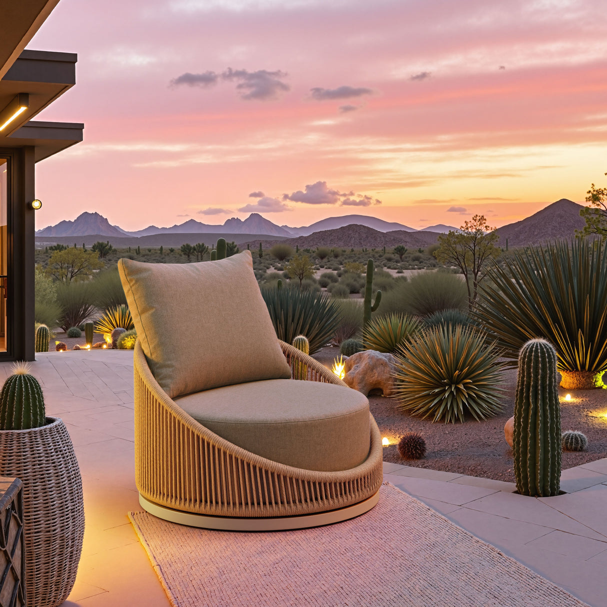 Cabana Multicolor Outdoor Swivel Chair by Zuomod at Eve Furniture