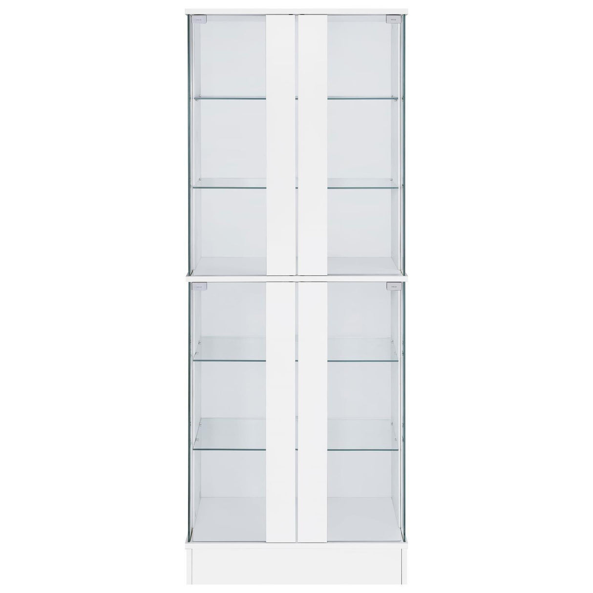 Cabra Display Case Curio Cabinet with Glass Shelves and LED Lighting White High Gloss by Coaster at Eve Furniture