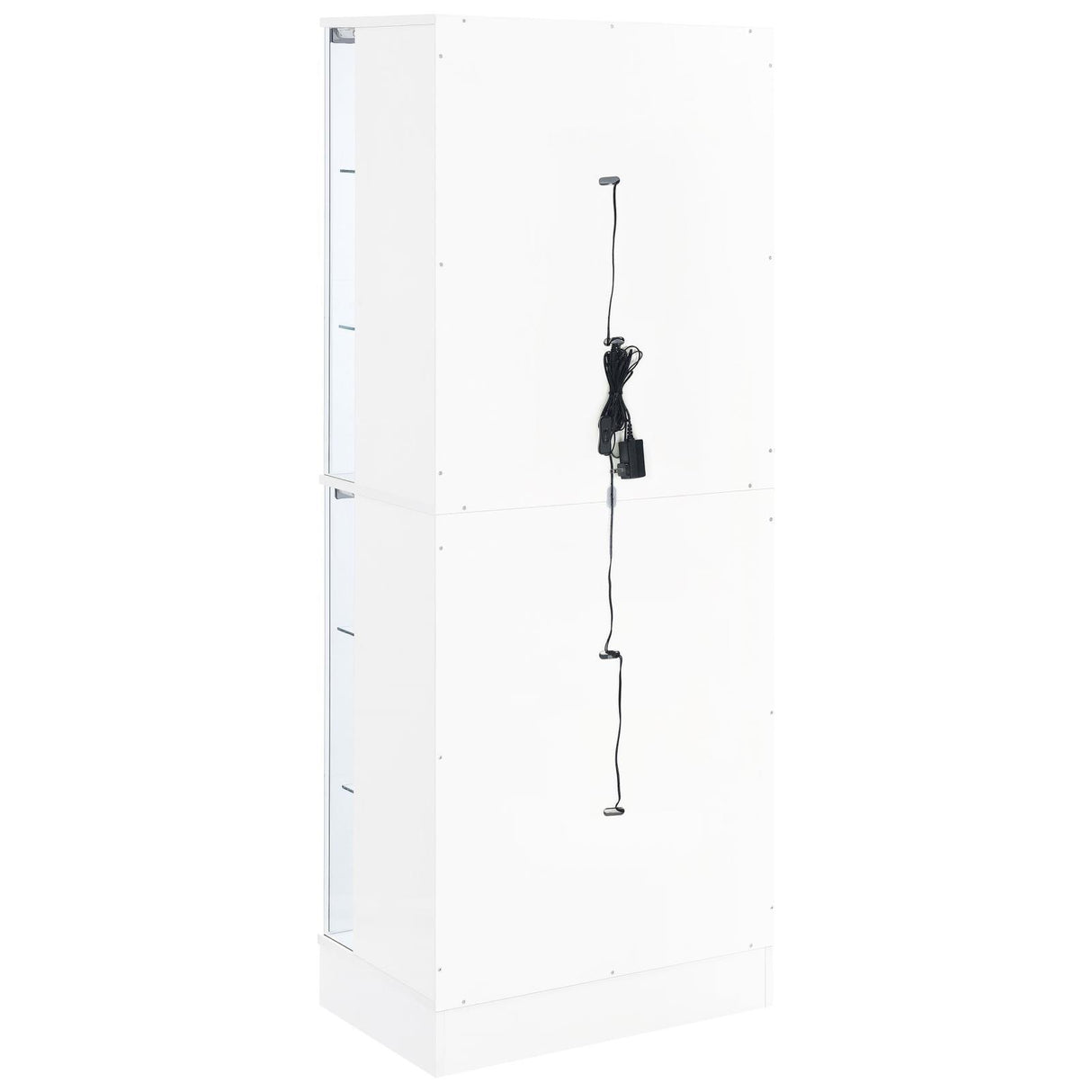 Cabra Display Case Curio Cabinet with Glass Shelves and LED Lighting White High Gloss by Coaster at Eve Furniture