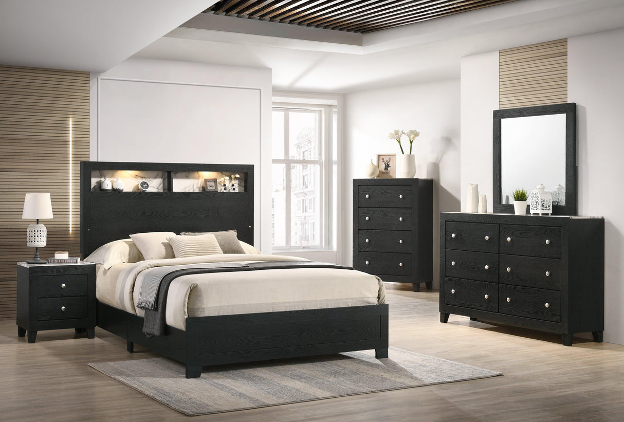 Cadence Black LED Panel Bedroom Set by Crown Mark at Eve Furniture
