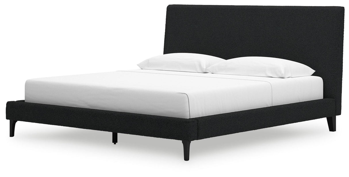 Cadmori Black King Upholstered Bed with Roll Slats by Ashley at Eve Furniture