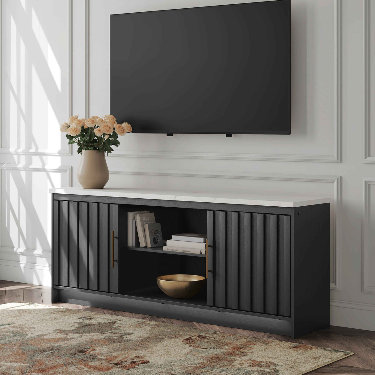 Cadmori Black/White 63" TV Stand by Ashley at Eve Furniture
