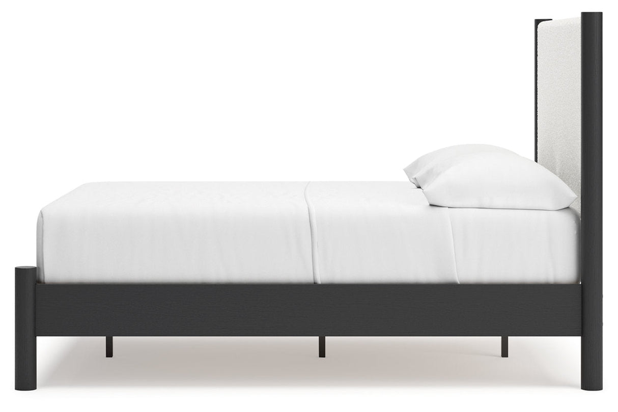 Cadmori Black/White Full Upholstered Platform Bed by Ashley at Eve Furniture