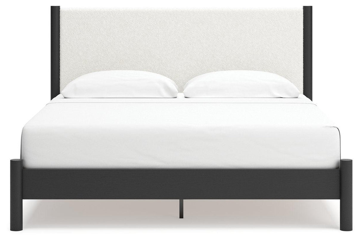 Cadmori Black/White King Upholstered Panel Bed by Ashley at Eve Furniture