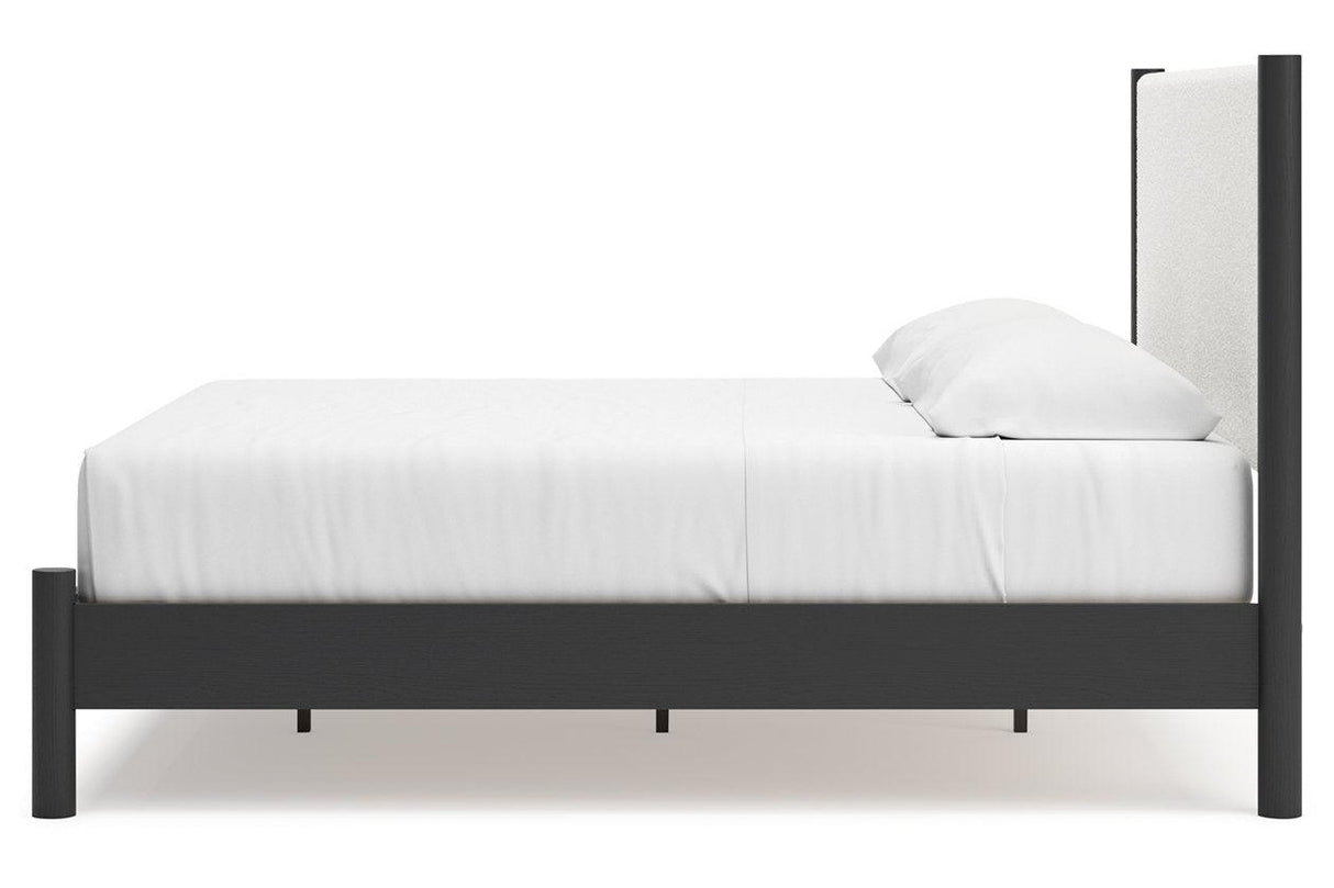 Cadmori Black/White King Upholstered Panel Bed by Ashley at Eve Furniture