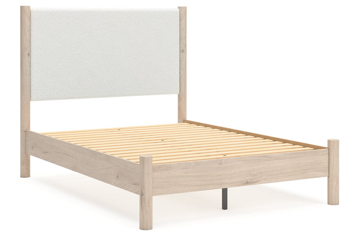 Cadmori Tan/Beige Full Upholstered Platform Bed by Ashley at Eve Furniture