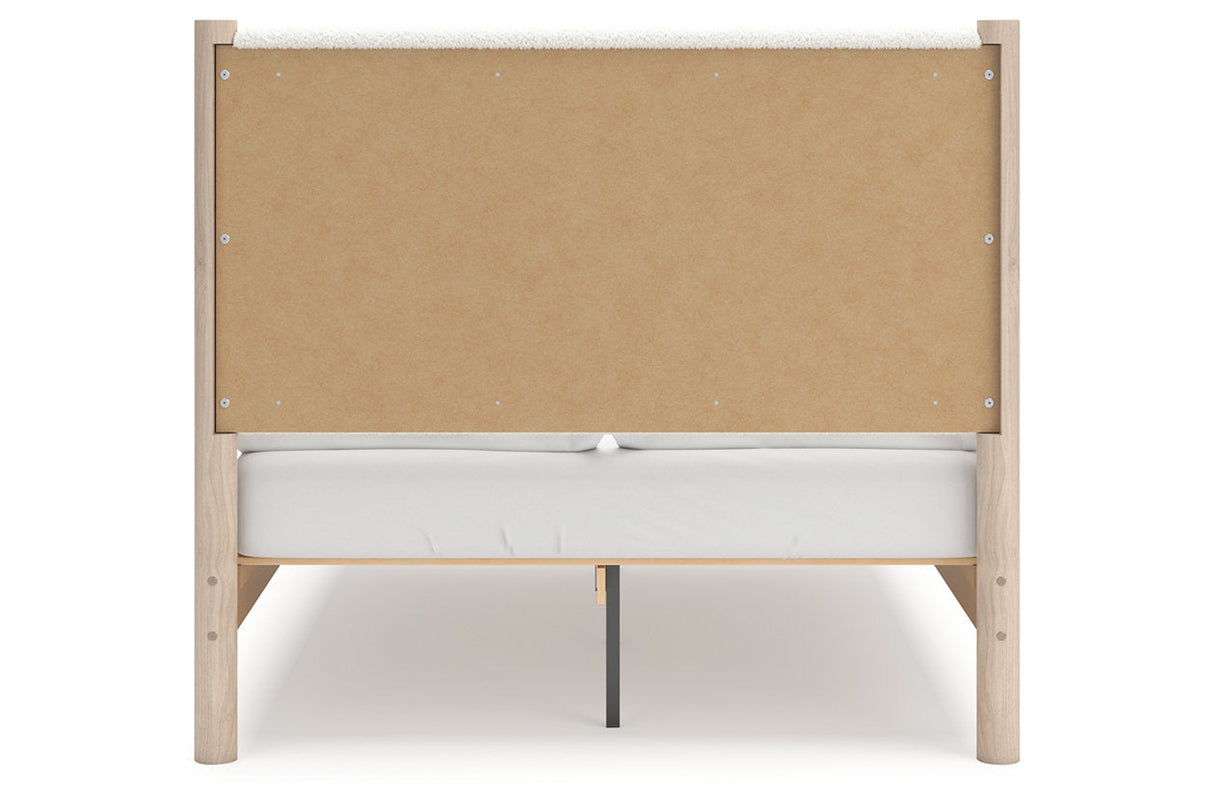 Cadmori Tan/Beige Full Upholstered Platform Bed by Ashley at Eve Furniture