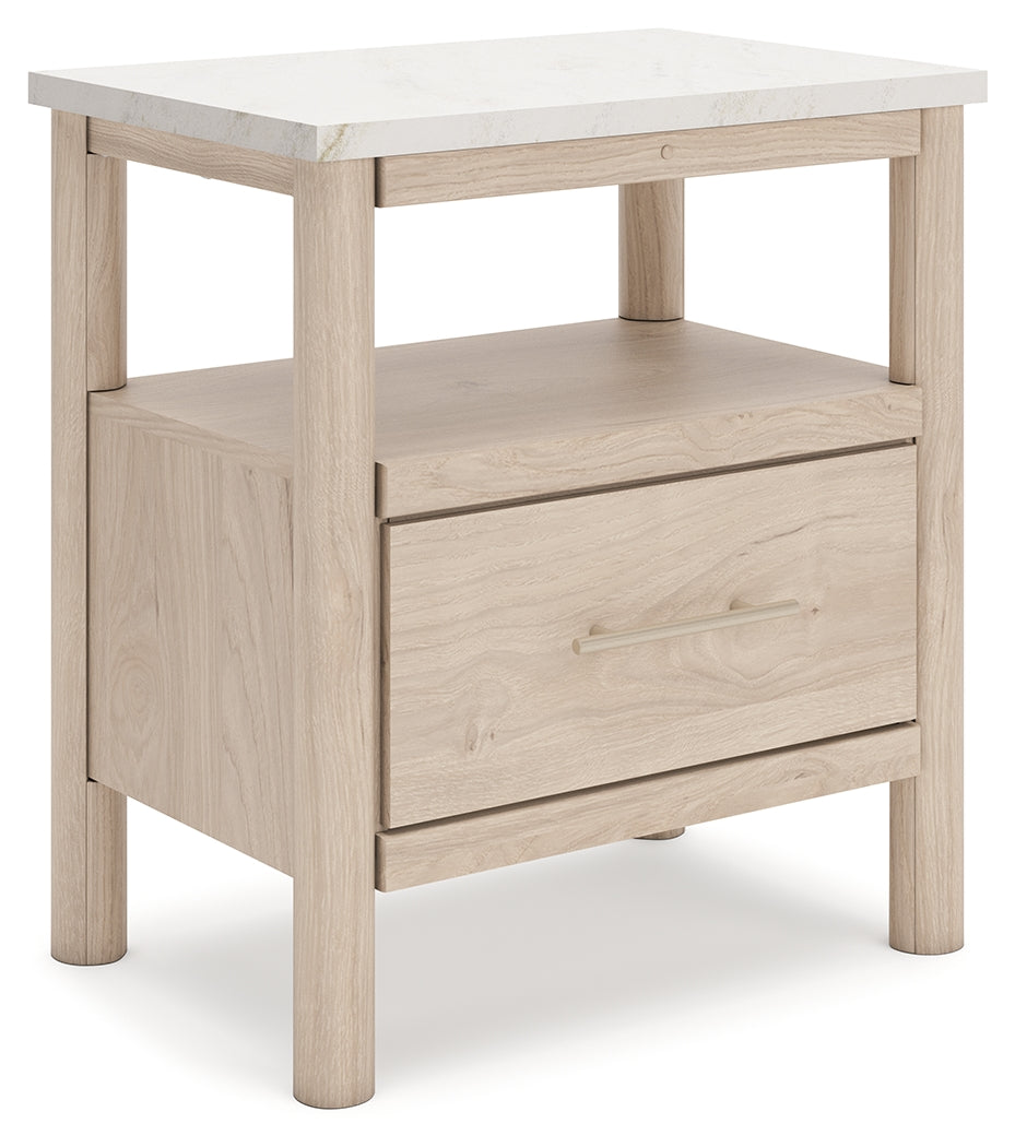 Cadmori Tan/Beige Full Upholstered Platform Bedroom Set by Ashley at Eve Furniture