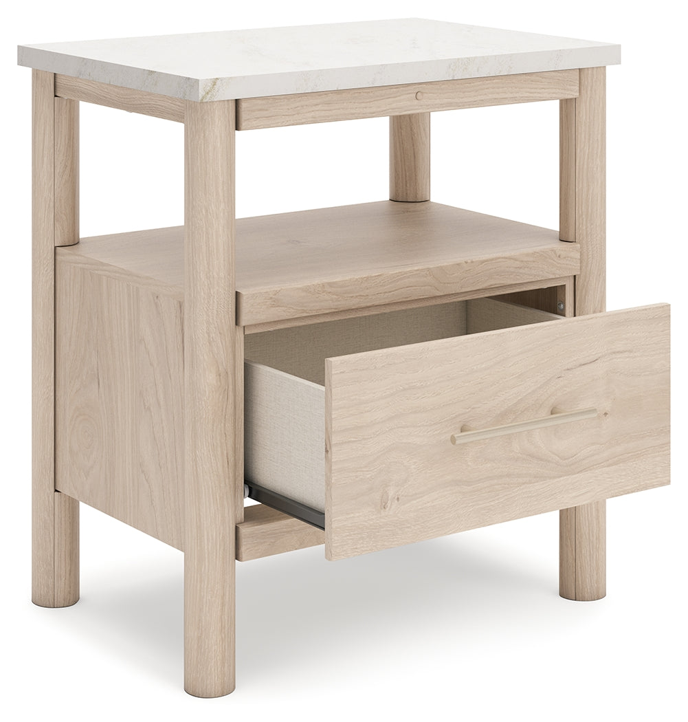 Cadmori Tan/Beige Full Upholstered Platform Bedroom Set by Ashley at Eve Furniture