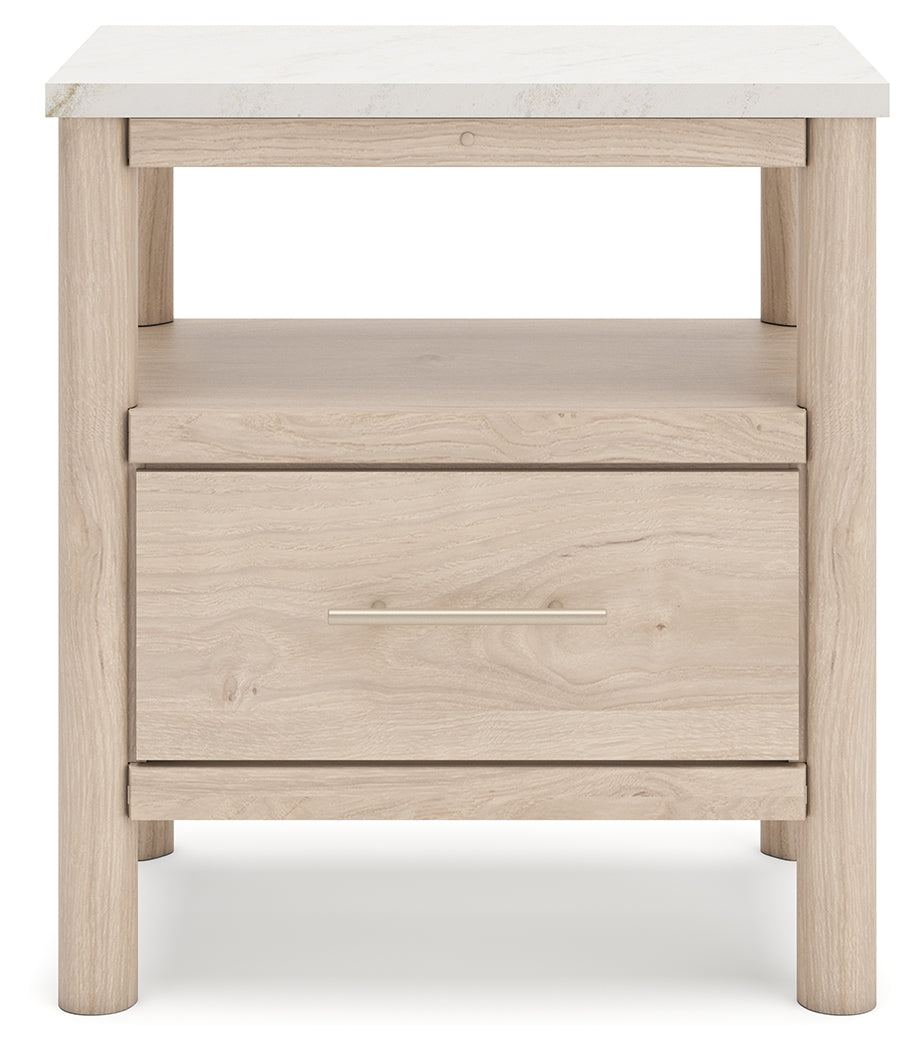 Cadmori Tan/Beige Full Upholstered Platform Bedroom Set by Ashley at Eve Furniture
