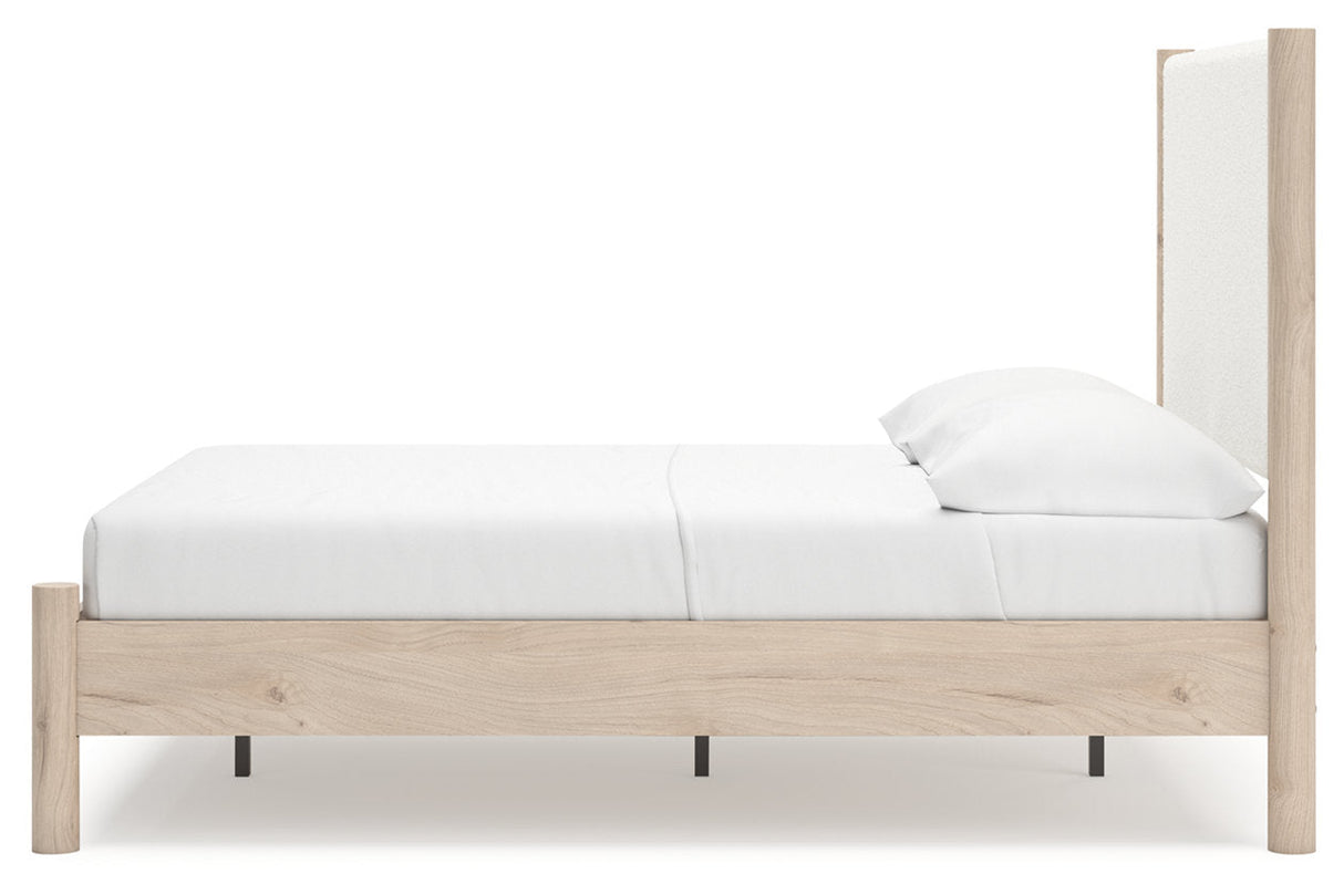 Cadmori Tan/Beige Full Upholstered Platform Bedroom Set by Ashley at Eve Furniture
