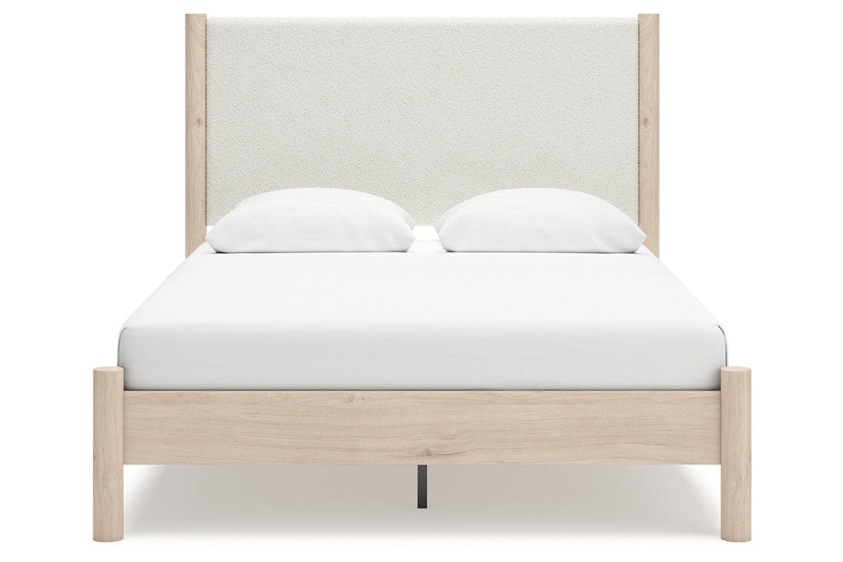 Cadmori Tan/Beige Queen Upholstered Platform Bed by Ashley at Eve Furniture