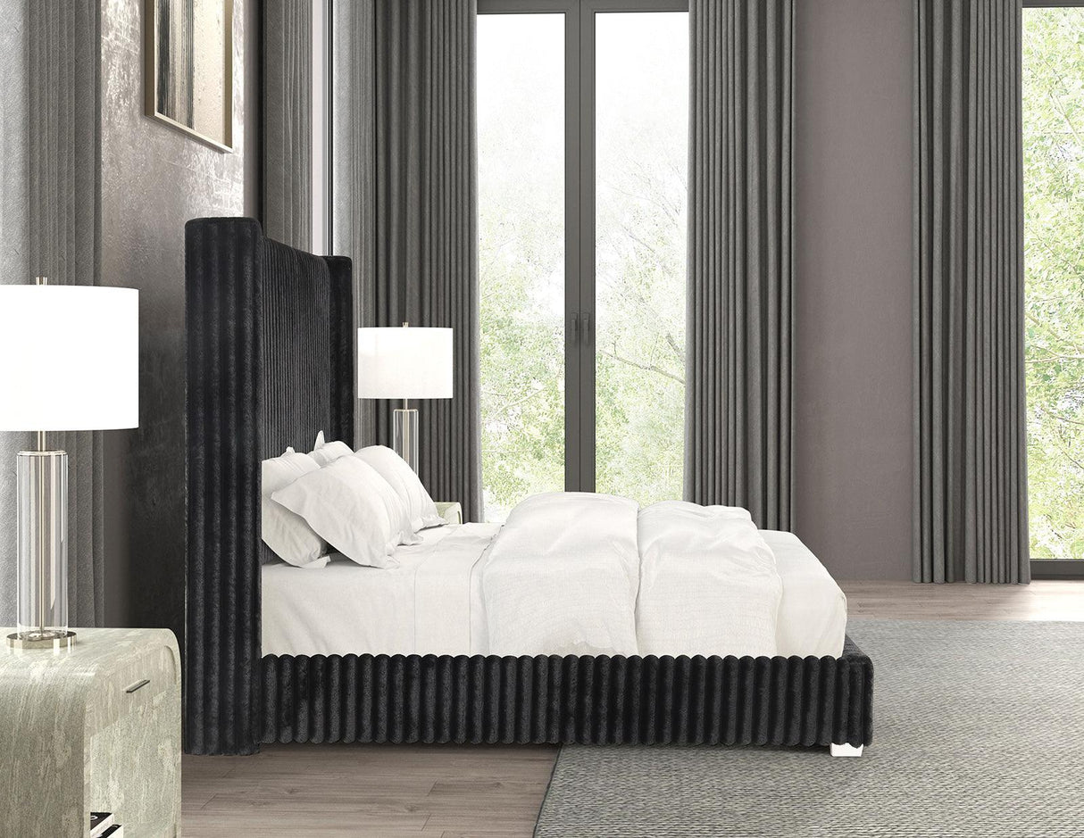 Cadwell Black King Upholstered Platform Bed by Furniture of America at Eve Furniture