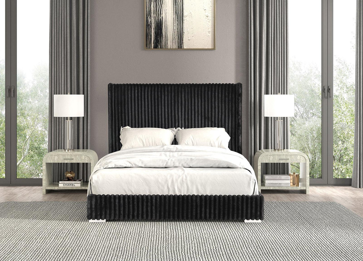 Cadwell Black King Upholstered Platform Bed by Furniture of America at Eve Furniture