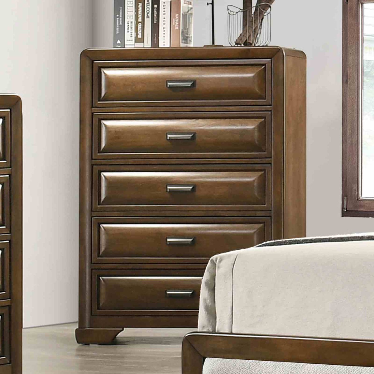 Caerwys Brown/Light Gray 5-Piece Queen Bedroom Set by Furniture of America at Eve Furniture