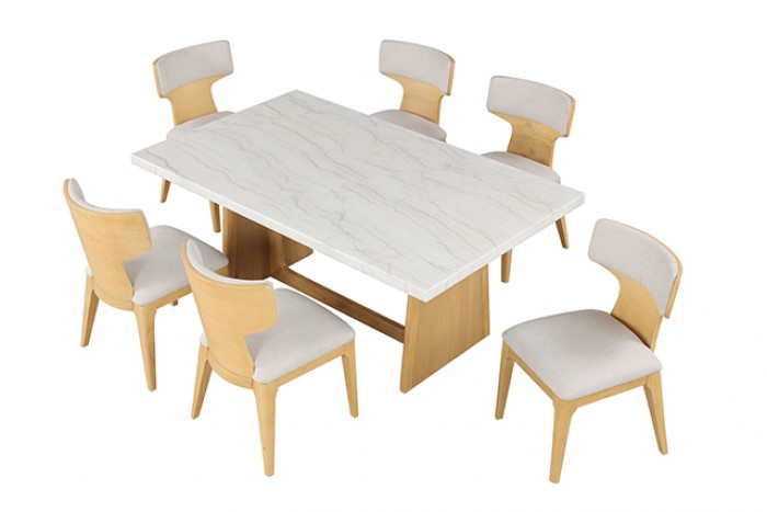 Caerwys Natural 7-Piece Dining Room Set by Furniture of America at Eve Furniture