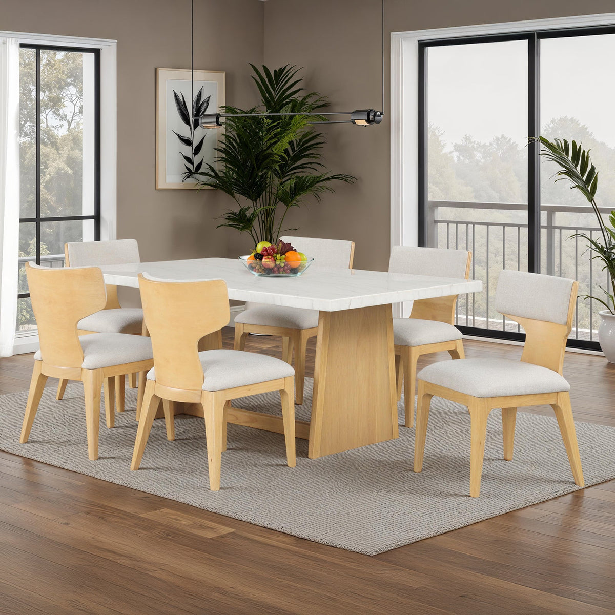 Caerwys Natural/White Dining Table