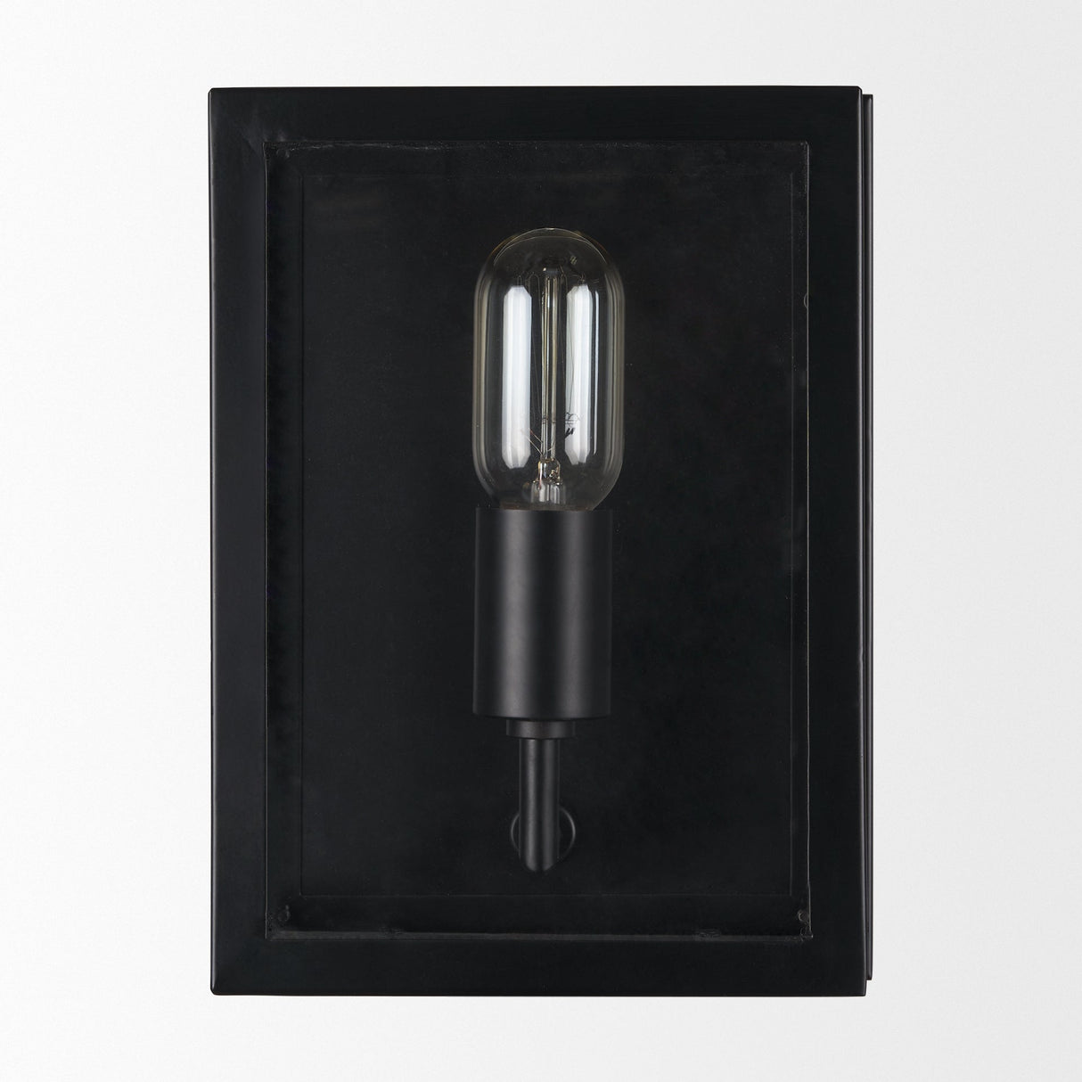 Cairn Matte Black Metal w/ Glass 1-Light Wall Sconce by Mercana at Eve Furniture