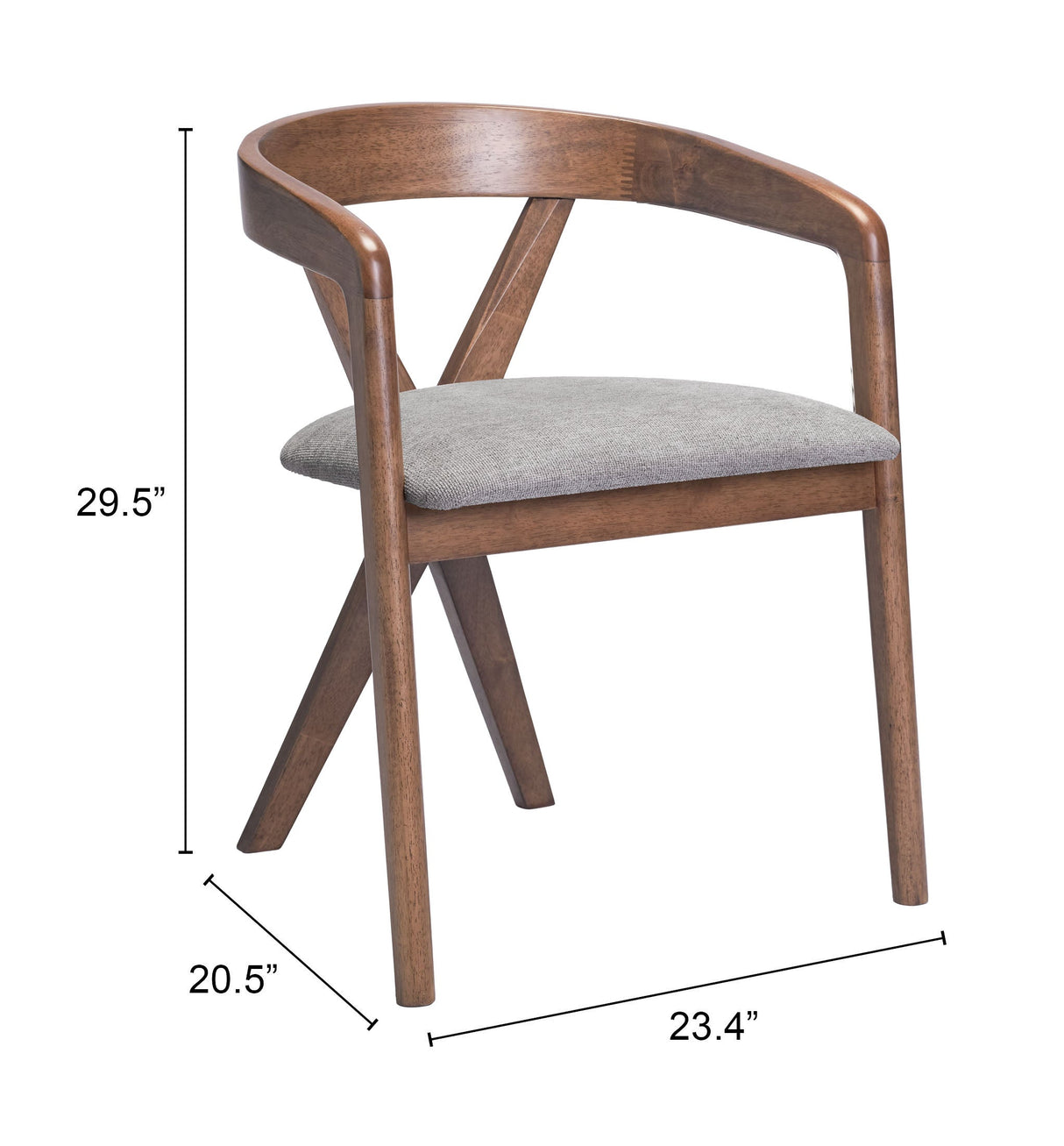 Cairo Dove Gray & Walnut Dining Chair by Zuomod at Eve Furniture