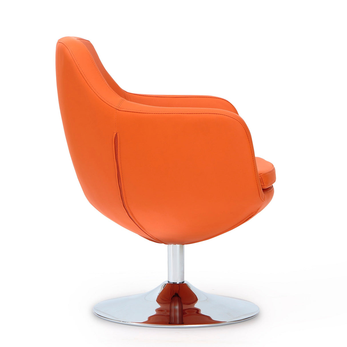 Caisson Faux Leather Swivel Accent Chair in Orange and Polished Chrome (set of 2) by Manhattan Comfort at Eve Furniture