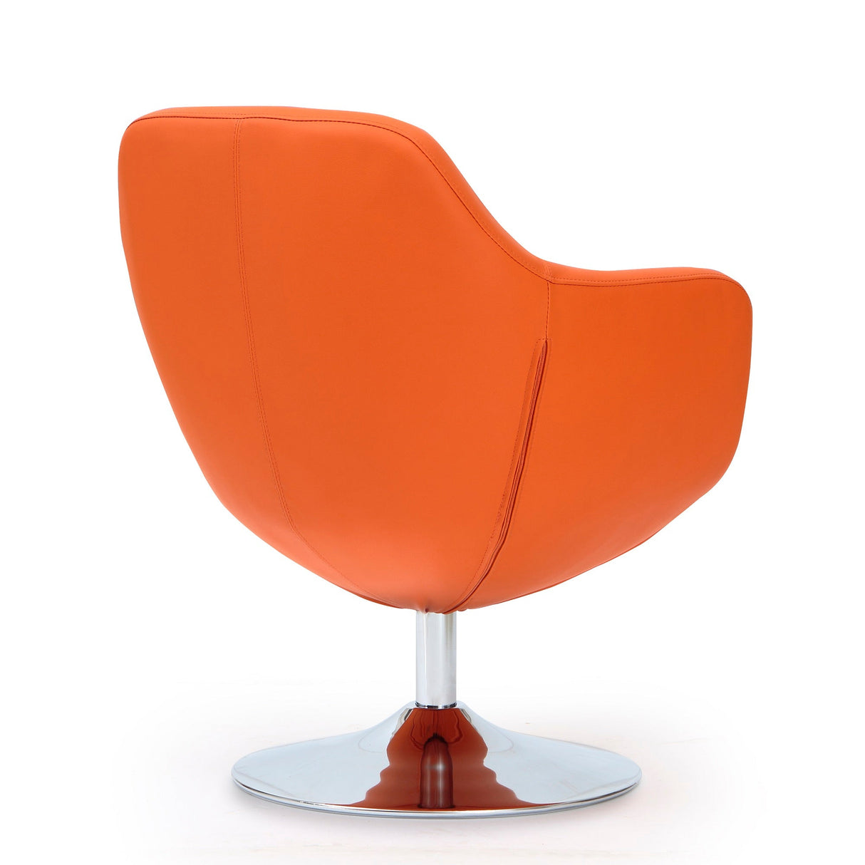 Caisson Faux Leather Swivel Accent Chair in Orange and Polished Chrome (set of 2) by Manhattan Comfort at Eve Furniture