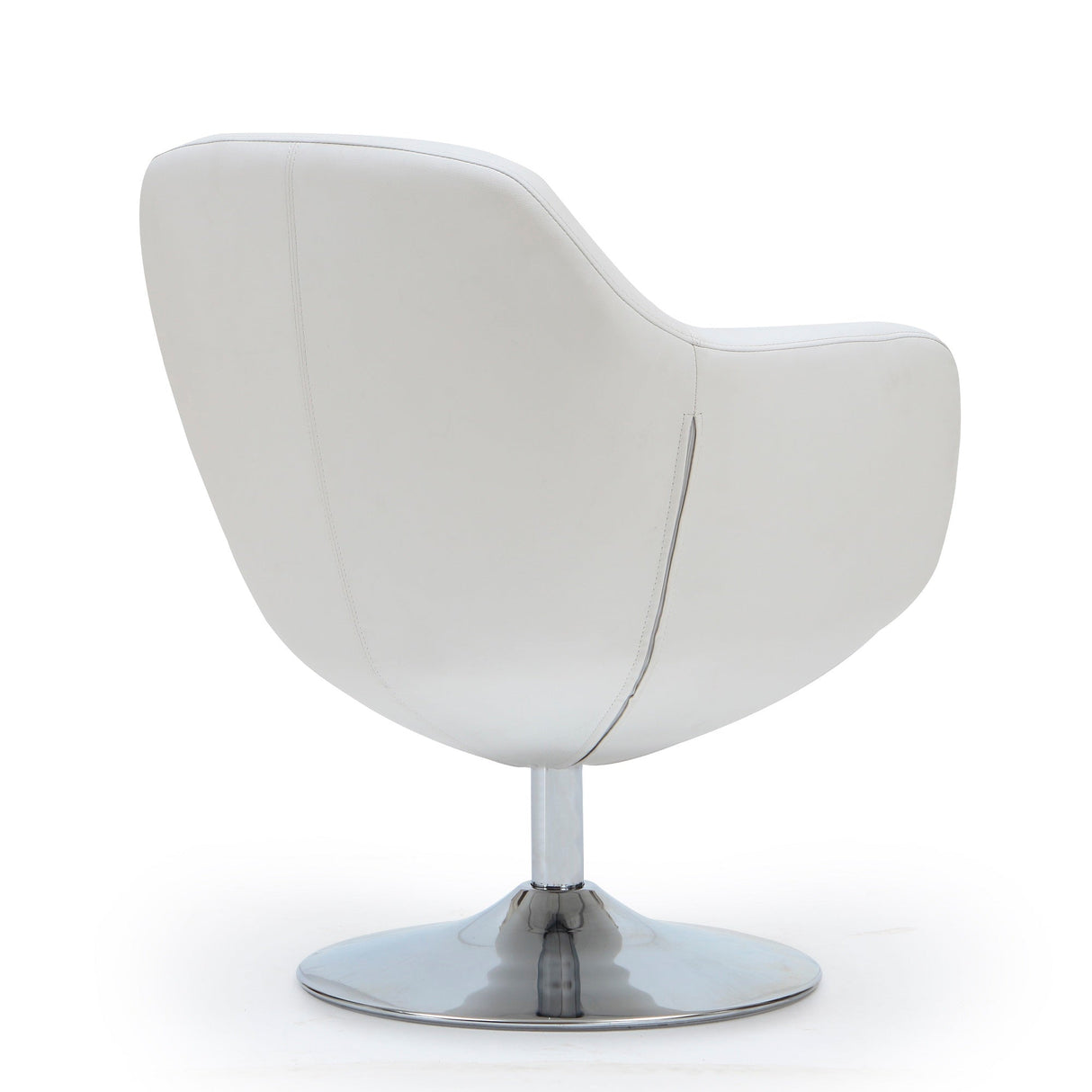 Caisson Faux Leather Swivel Accent Chair in White and Polished Chrome (set of 2) by Manhattan Comfort at Eve Furniture