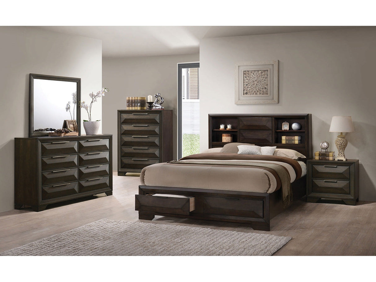 Caistor Espresso 5-Piece Queen Bedroom Set by Furniture of America at Eve Furniture