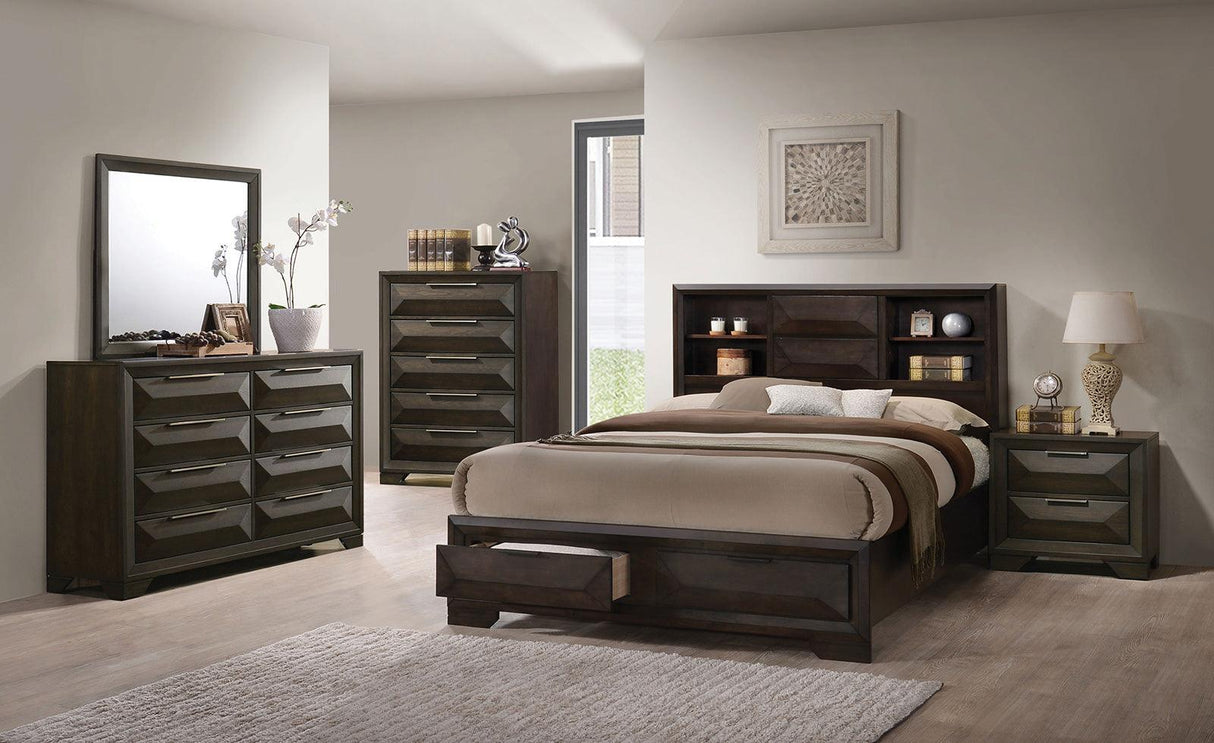 Caistor Espresso King Bookcase Storage Bed by Furniture of America at Eve Furniture