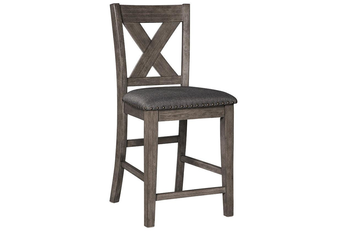 Caitbrook Gray Counter Height Upholstered Barstool, Set of 2 by Ashley at Eve Furniture