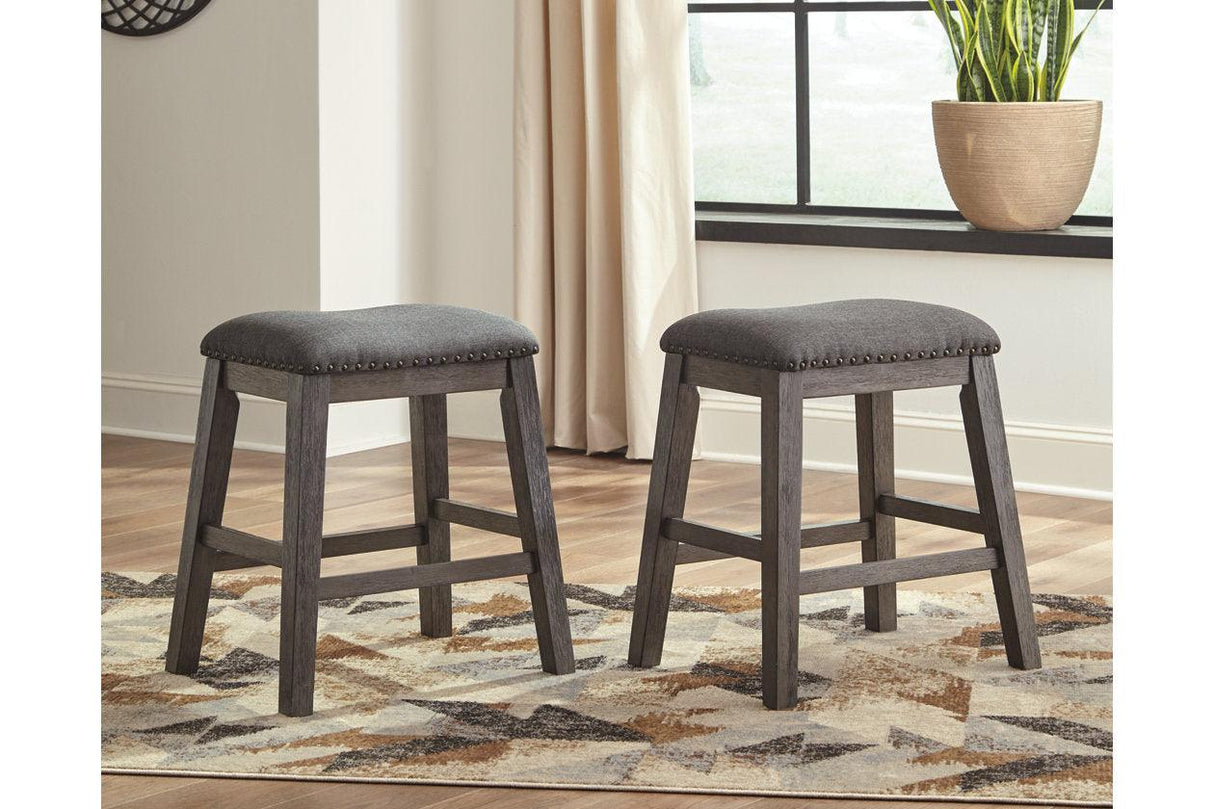 Caitbrook Gray Counter Height Upholstered Barstool, Set of 2 by Ashley at Eve Furniture
