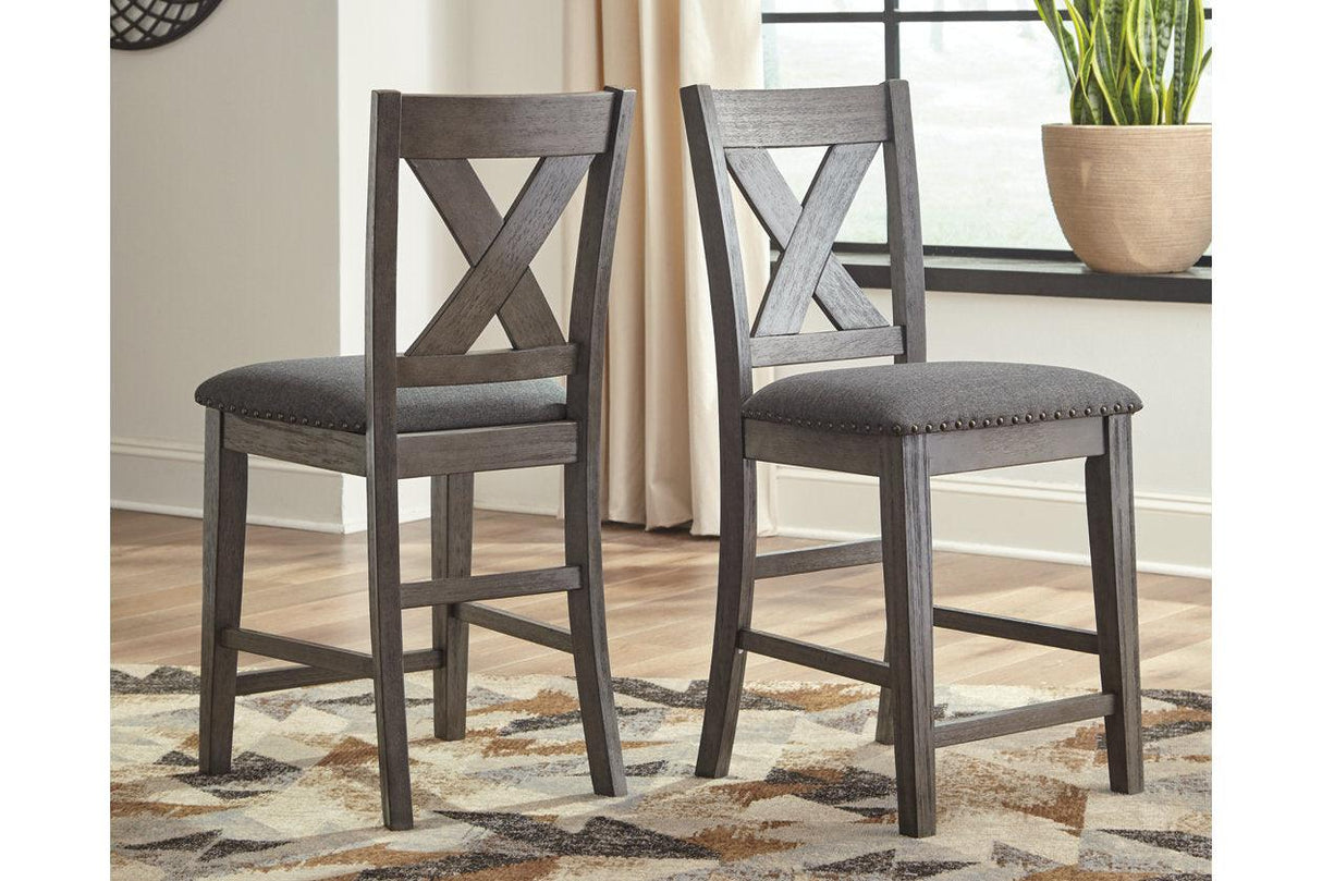 Caitbrook Gray Counter Height Upholstered Barstool, Set of 2 by Ashley at Eve Furniture