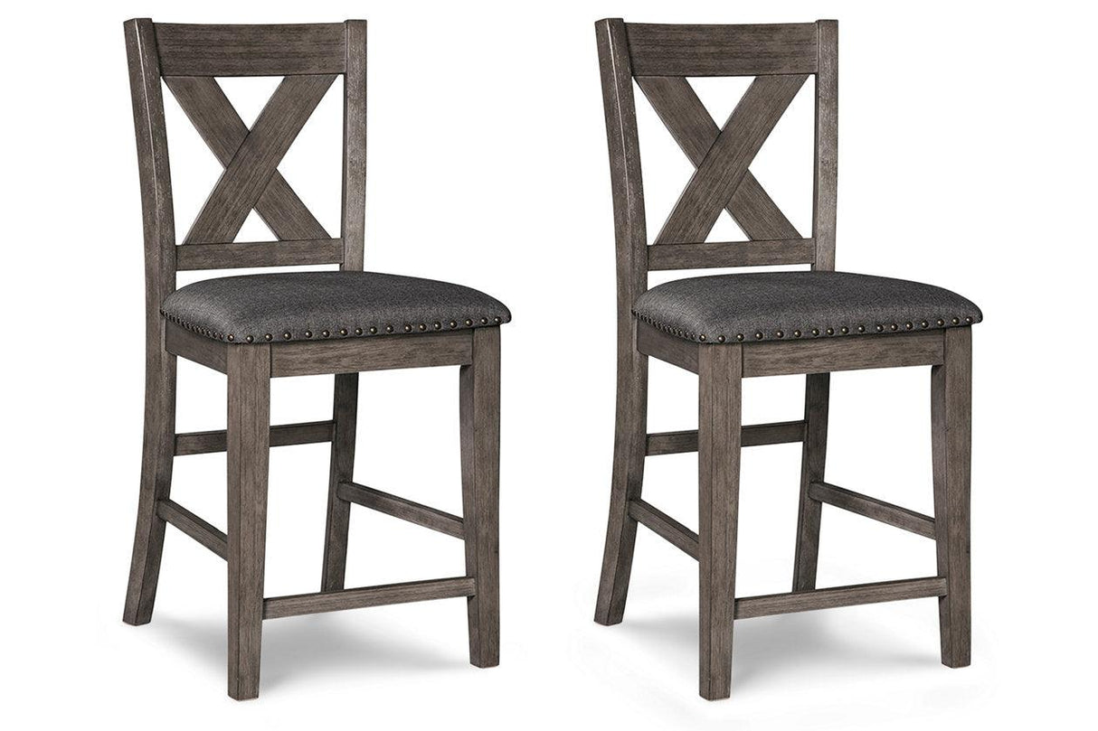 Caitbrook Gray Counter Height Upholstered Barstool, Set of 2 by Ashley at Eve Furniture