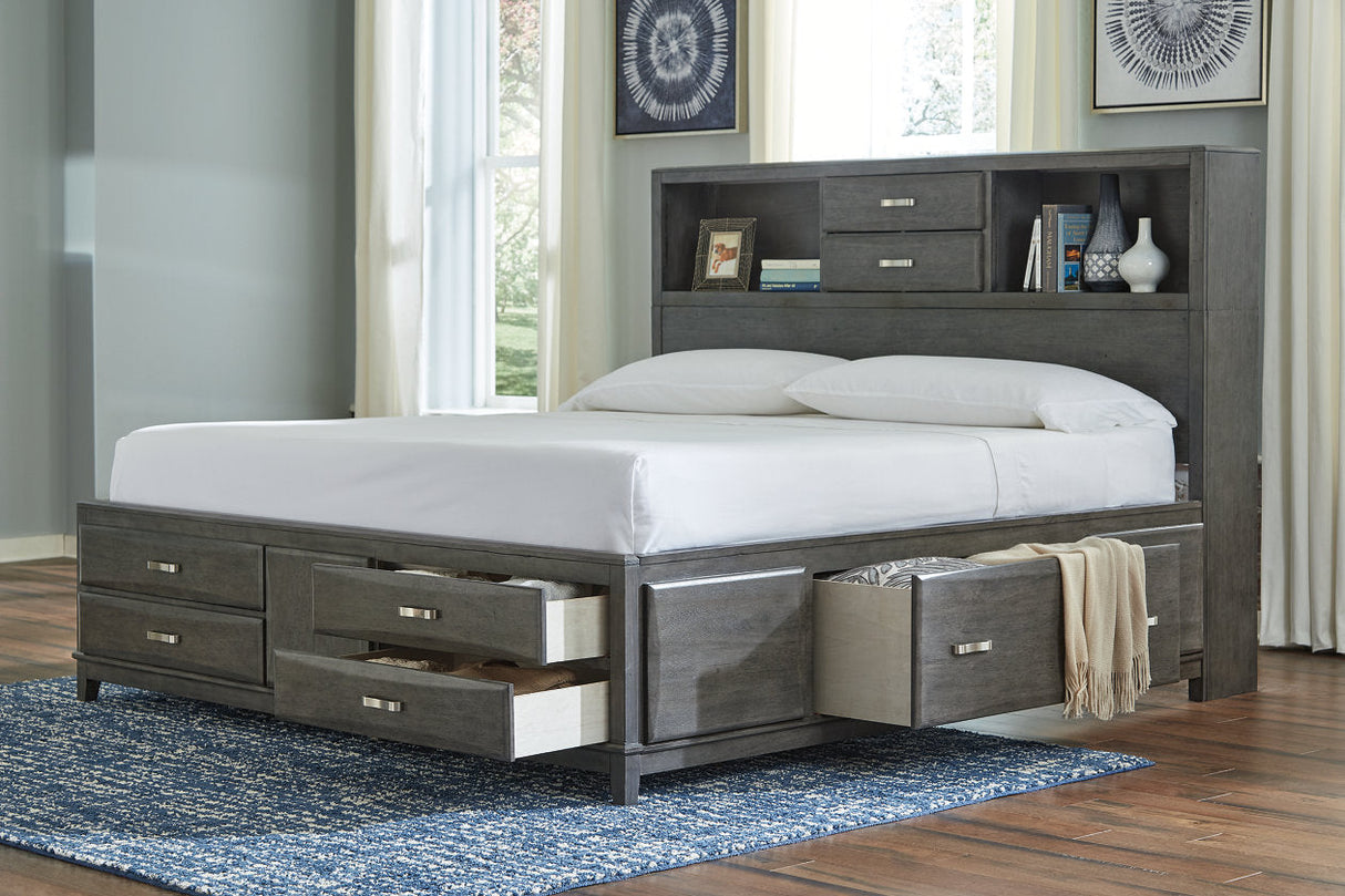 Caitbrook Gray King Bookcase Storage Platform Bed by Ashley at Eve Furniture