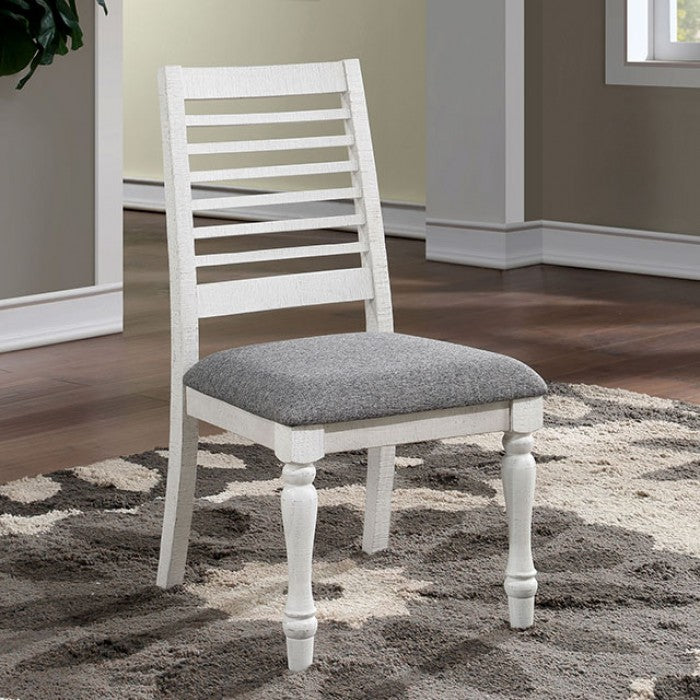Calabria Antique White/Gray Side Chair Set of 2 by Furniture of America at Eve Furniture