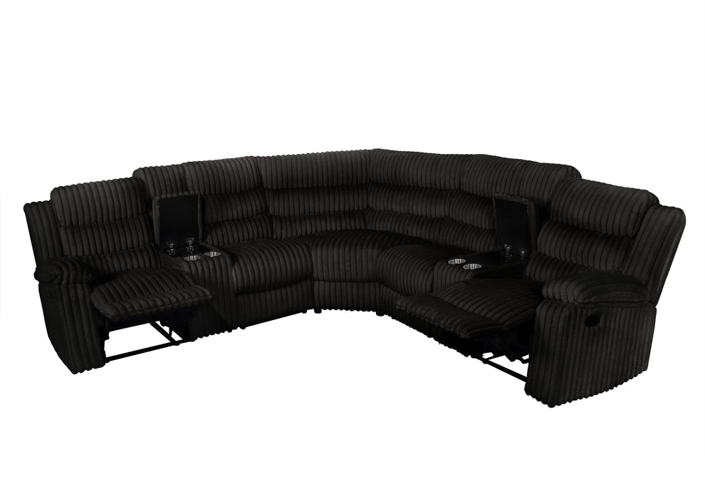 Calantha Black Manual Reclining Sectional by New Era Innovations at Eve Furniture
