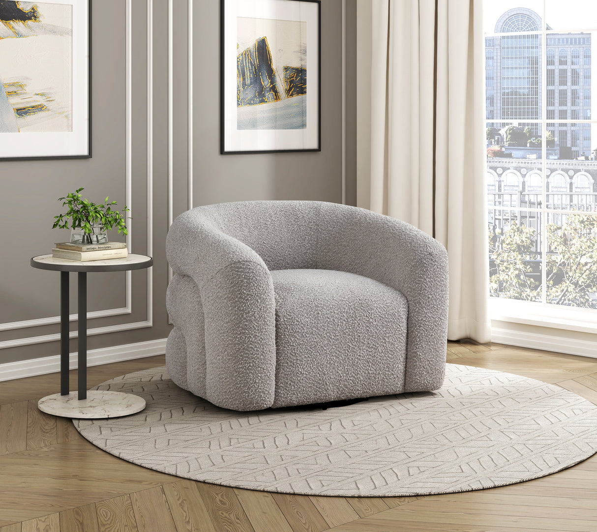 Caldera Gray Swivel Accent Chair by Homelegance at Eve Furniture