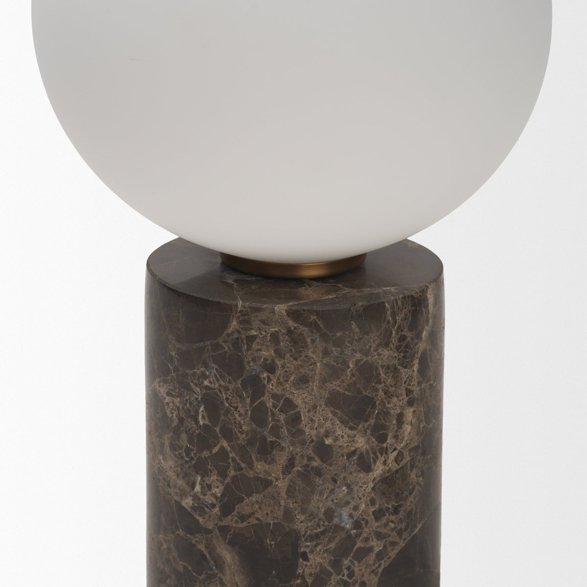 Caldo Brown Marble Base w/ Frosted Glass Globe Table Lamp by Mercana at Eve Furniture