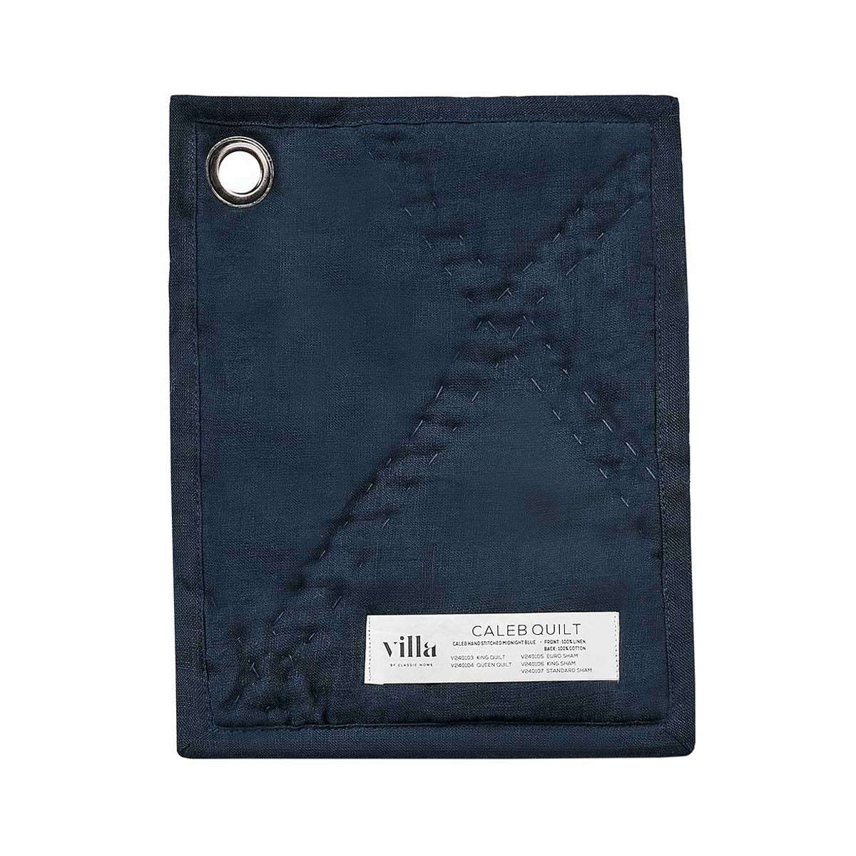 Caleb Hand Stitched Midnight Blue Quilt by Classic Home at Eve Furniture